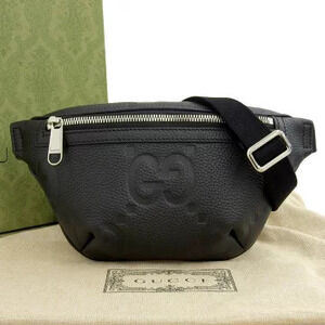 Gucci Jumbo GG Waist Clutch Bag Black Leather